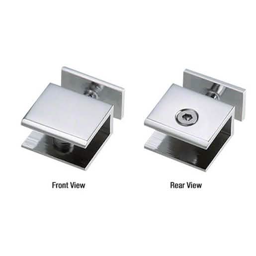 CRL Polished Chrome Thru-Glass Square Cornered Shelf Clamp for sleek, modern shelving.