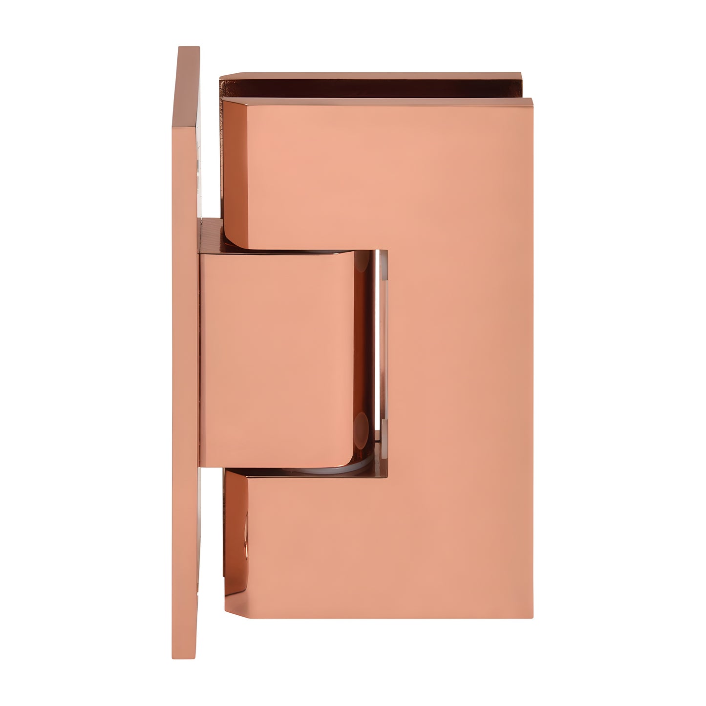 Rose gold brass adjustable frameless shower door hinge (Vienna Series), SKU V1E337RG