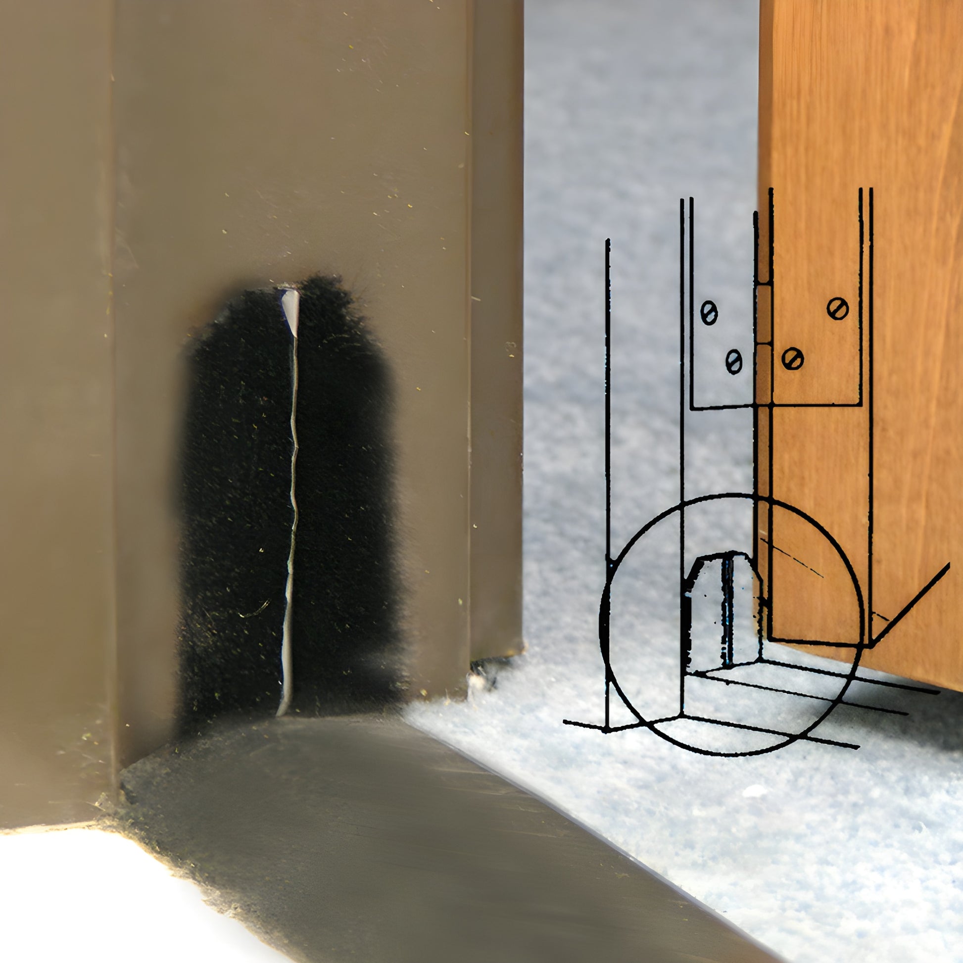 PDP1BL black woven-pile door jamb dust pad with adhesive backing, 2" high x 1-1/16" wide, press-on seal