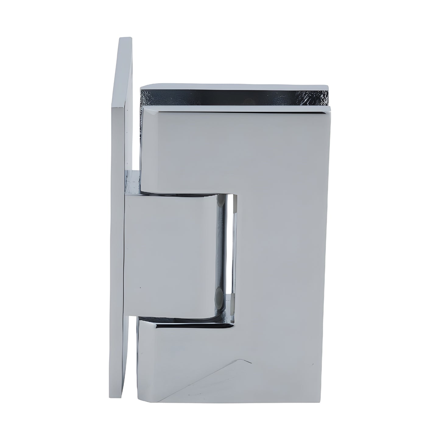 Polished chrome squared shower door hinge (brass) for 3/8-1/2 glass, Vienna series, SKU V1E544CH