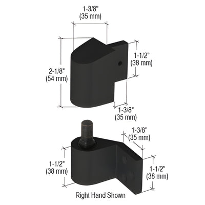 CRL Black 3/4-inch Offset Right-Hand Intermediate Door Pivot Set