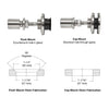 RSF10PS swivel glass attachment, polished 316 stainless steel fitting for 3/8-9/16 tempered glass, flush or cap mount