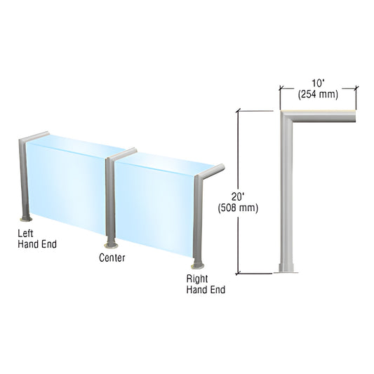 SG900BS stainless steel 20 in open-front glass sneeze guard with 10 in shelf support, left-hand end