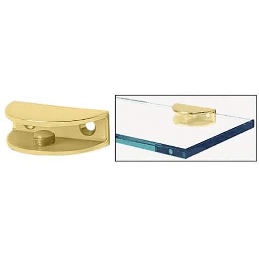 Satin Brass Rounded Interior Shower Shelf Clamp - Sleek, Durable, Easy Install.