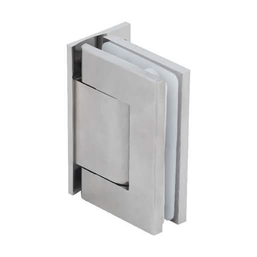 Sleek CRL Satin Nickel Vernon Oil Dynamic Wall Mount Offset Back Plate Hinge in action.