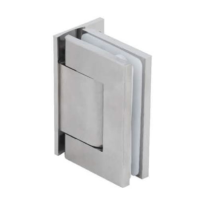 Sleek CRL Satin Nickel Vernon Oil Dynamic Wall Mount Offset Back Plate Hinge in action.