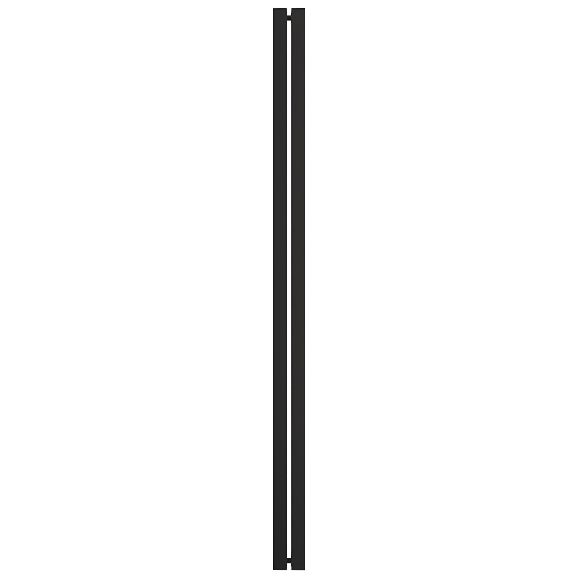 HPH600MBL matte black O-style tubular stainless steel shower handle, slim square double-bar, back-to-back for 3/8" glass