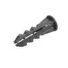 Gray plastic screw anchor P1339C, ribbed masonry/drywall anchor with shoulder, fits #4-#10 screws.