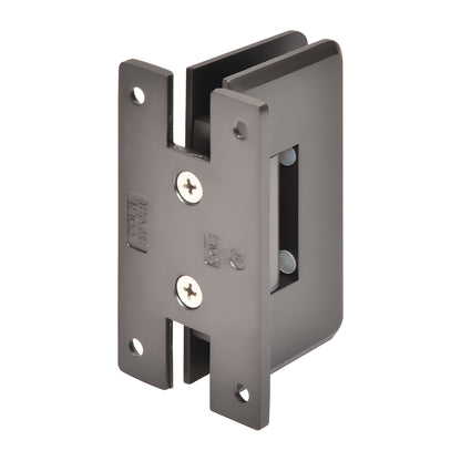Matte gun-metal Cologne adjustable shower door hinge, brass wall-mount for 3/8-1/2" glass (SKU C0L337MGM)