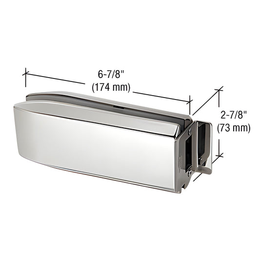 CRL PTH314PS polished stainless steel glass-mounted keyed latch for 3/8-1/2" tempered glass, 6-7/8" x 2-7/8".