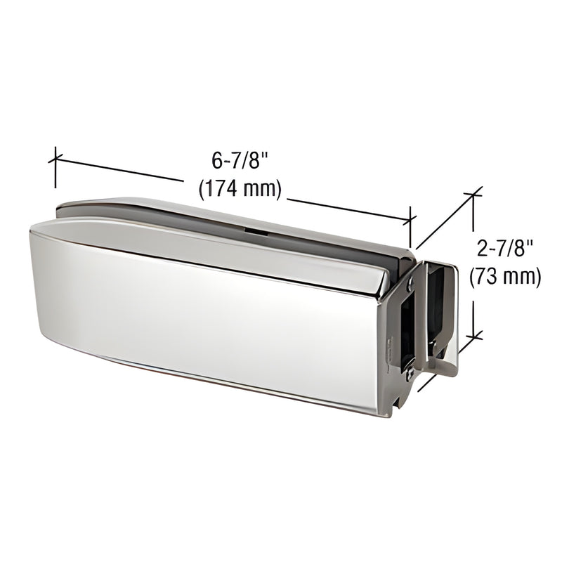 CRL PTH314PS polished stainless steel glass-mounted keyed latch for 3/8-1/2" tempered glass, 6-7/8" x 2-7/8".