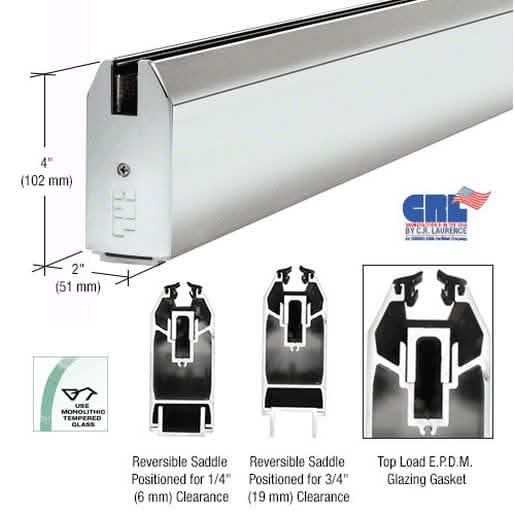 CRL Polished Stainless 4\" Tapered Sidelite Rail - Sleek, Durable Glass Support Solution