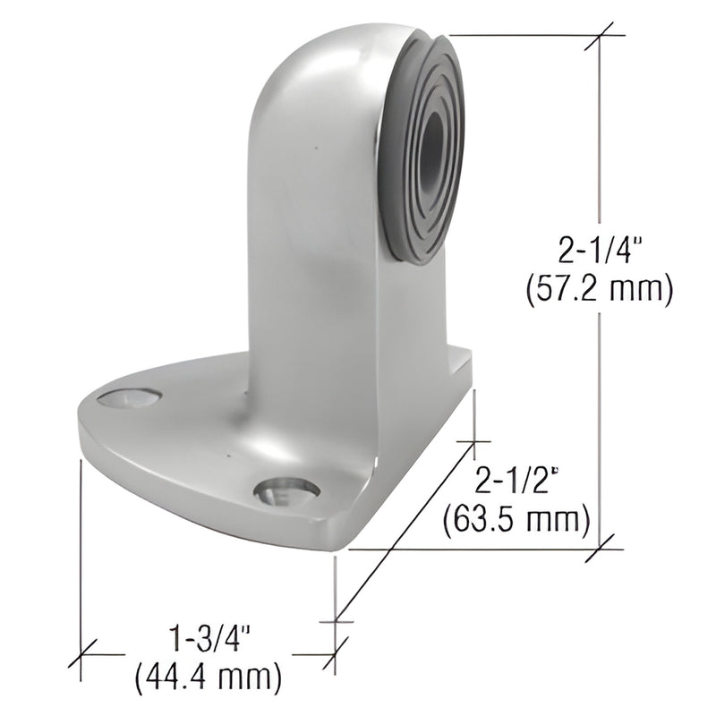 DH80311 aluminum floor-mount door stop with rubber bumper, heavy cast base, three screw holes, 2-1/4" height.