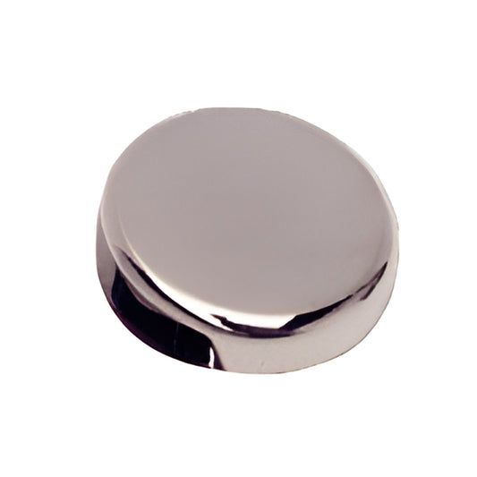 Polished chrome round glass hinge cover plate EH156, brass, fits 5-6mm glass, requires 1" hole for installation.