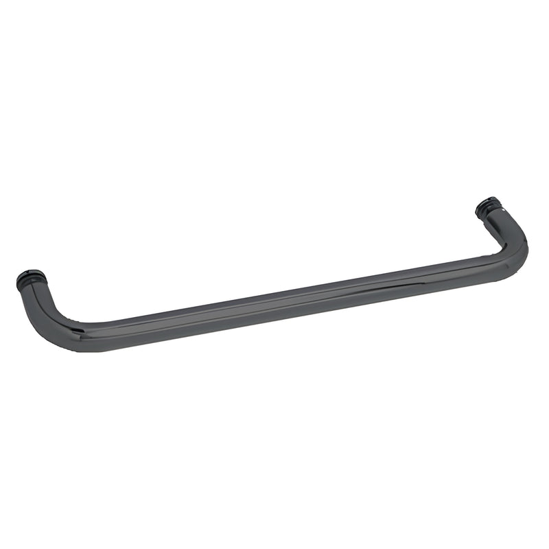 Matte black 24" tubular brass single-sided glass-mounted towel bar BMNW24MBL, 3/4" diameter, no metal washers