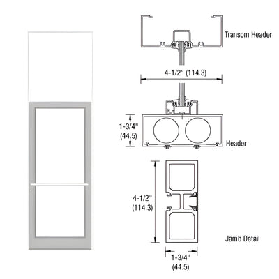 CRL-U.S. Aluminum White KYNAR® Paint 39-1/2" x 126" Series DF800 Tubular Center Hung Transom Frame Complete (1FT)