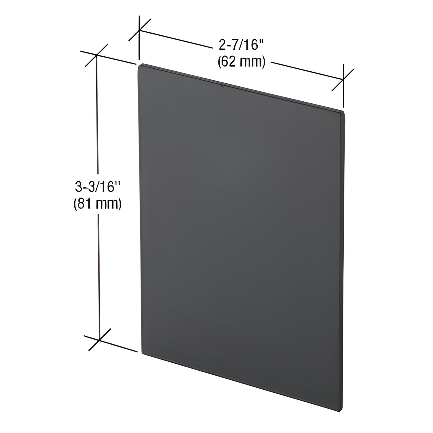 CRL4938MBL matte black end cap, set of two for CRL 490/495 top track with pockets, dimensions 3-3/16" x 2-7/16"