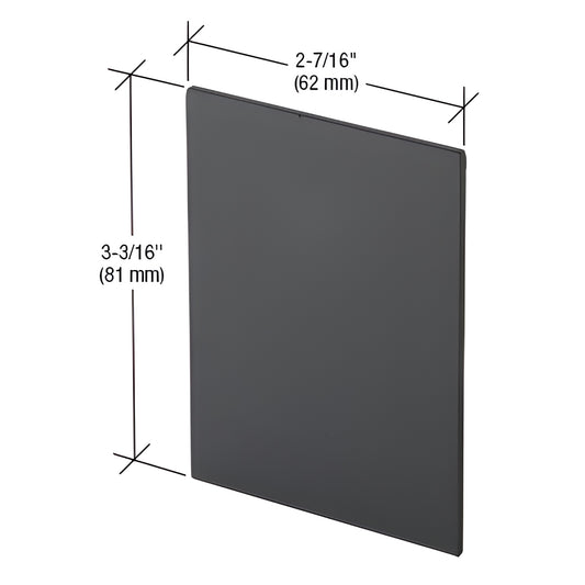 CRL4938MBL matte black end cap, set of two for CRL 490/495 top track with pockets, dimensions 3-3/16" x 2-7/16"