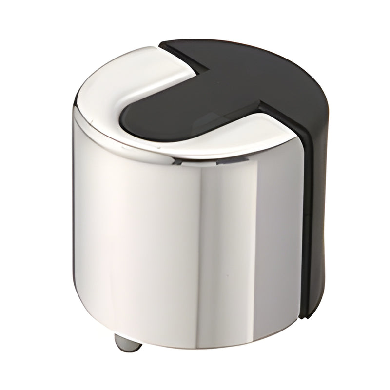 LS407PS polished stainless steel auxiliary wall/floor door stop for glass doors, cylindrical with black top insert.