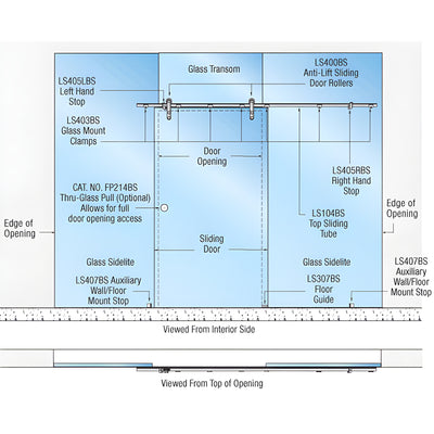 CRL Laguna Brushed Stainless Single Glass Sliding Door Install Kit