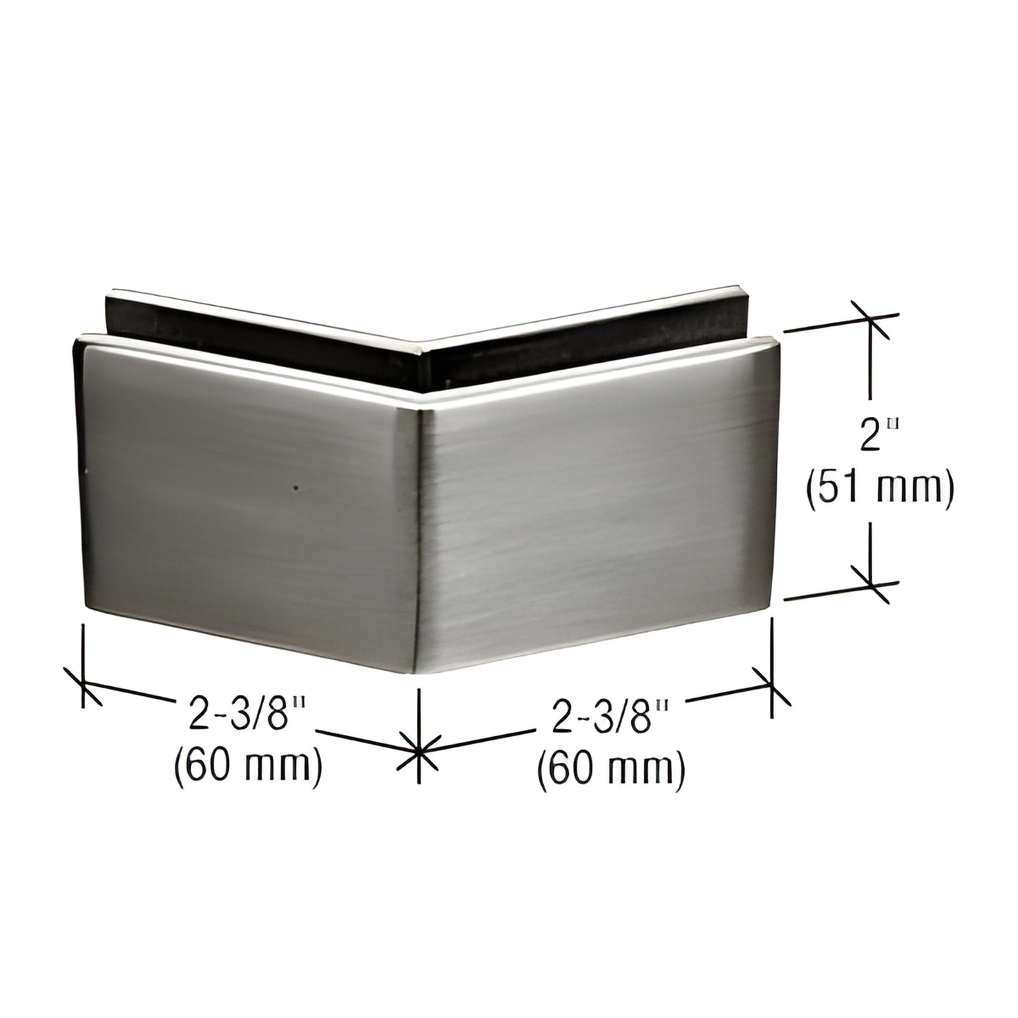 MFC27 135 mall front glass clamp, brushed stainless, fits 3/8-1/2" (10-12 mm) tempered glass.