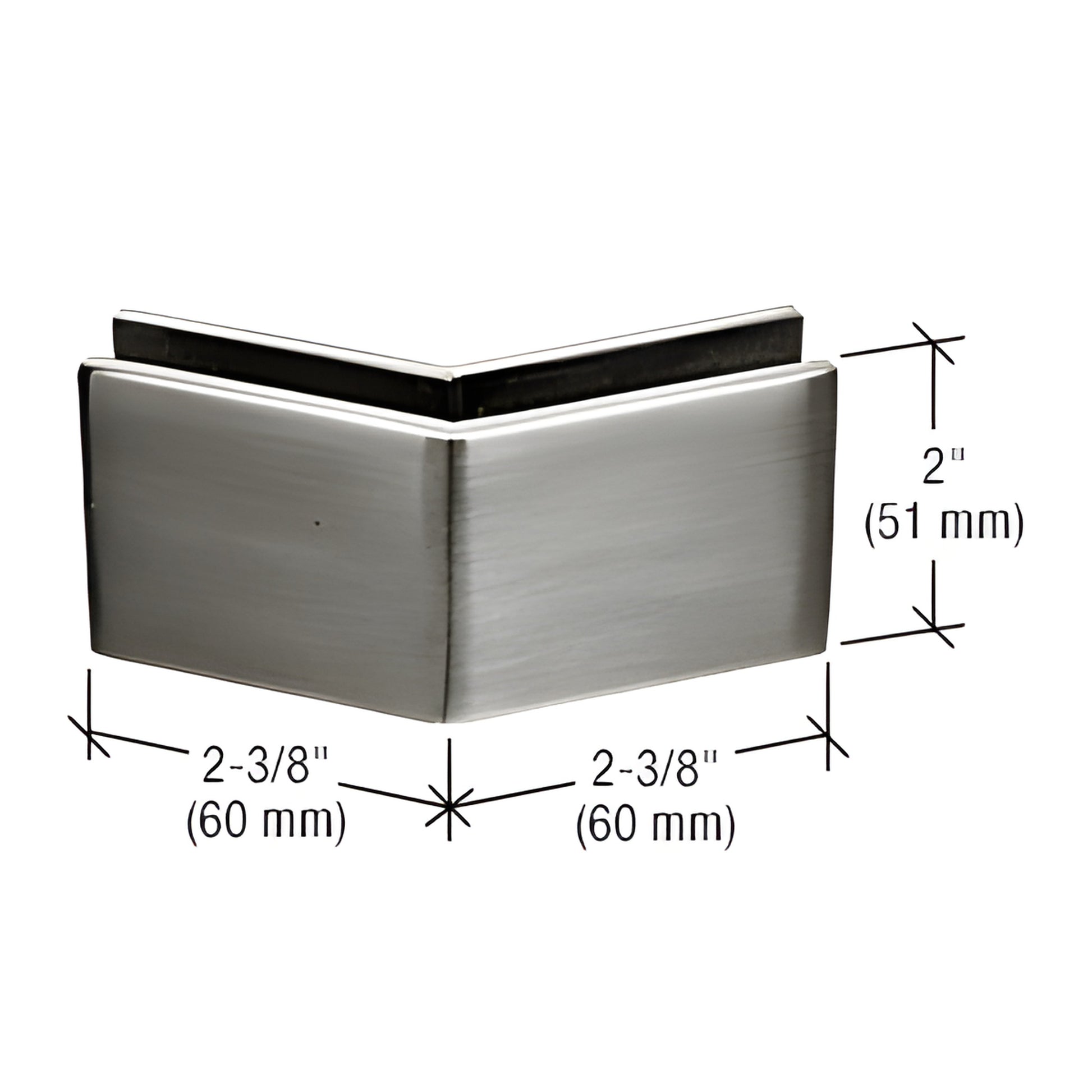 MFC27 135 mall front glass clamp, brushed stainless, fits 3/8-1/2" (10-12 mm) tempered glass.