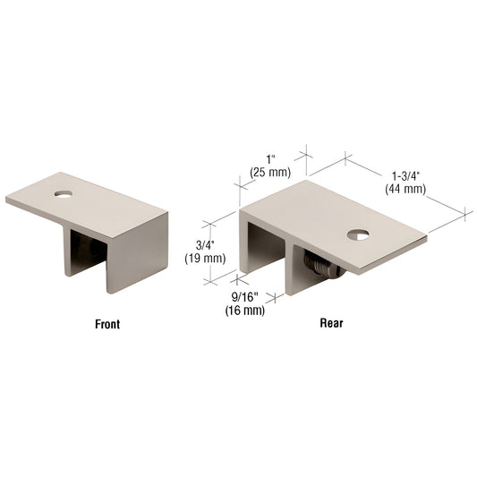 Brushed nickel solid brass ceiling-mount sleeve-over-glass clamp for 8-12mm glass (SKU S0GC01BN)