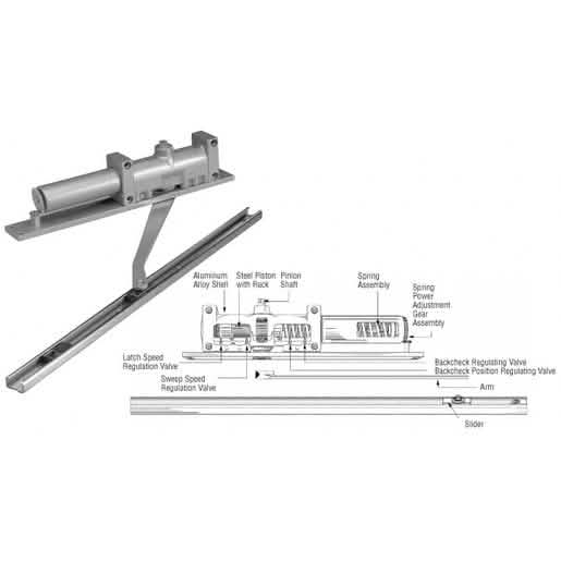 Norton Aluminum 7900 Right Hand Interior Door Closer - No Hold Open Feature