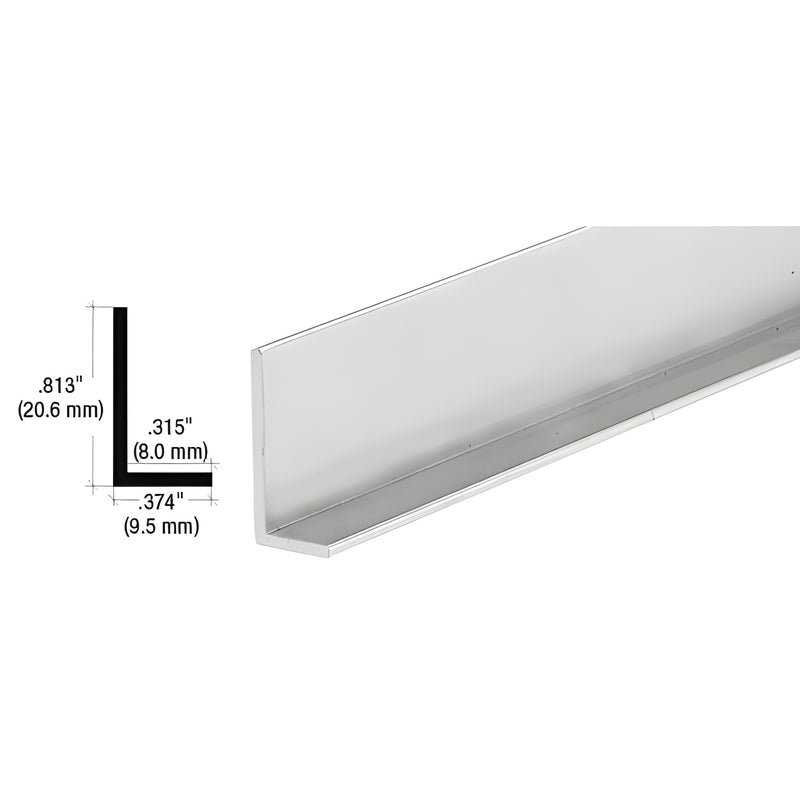 D317A satin-anodized aluminum L-angle bar, 12 ft, legs 0.813 0.374 , 0.315 inside, finished on all surfaces