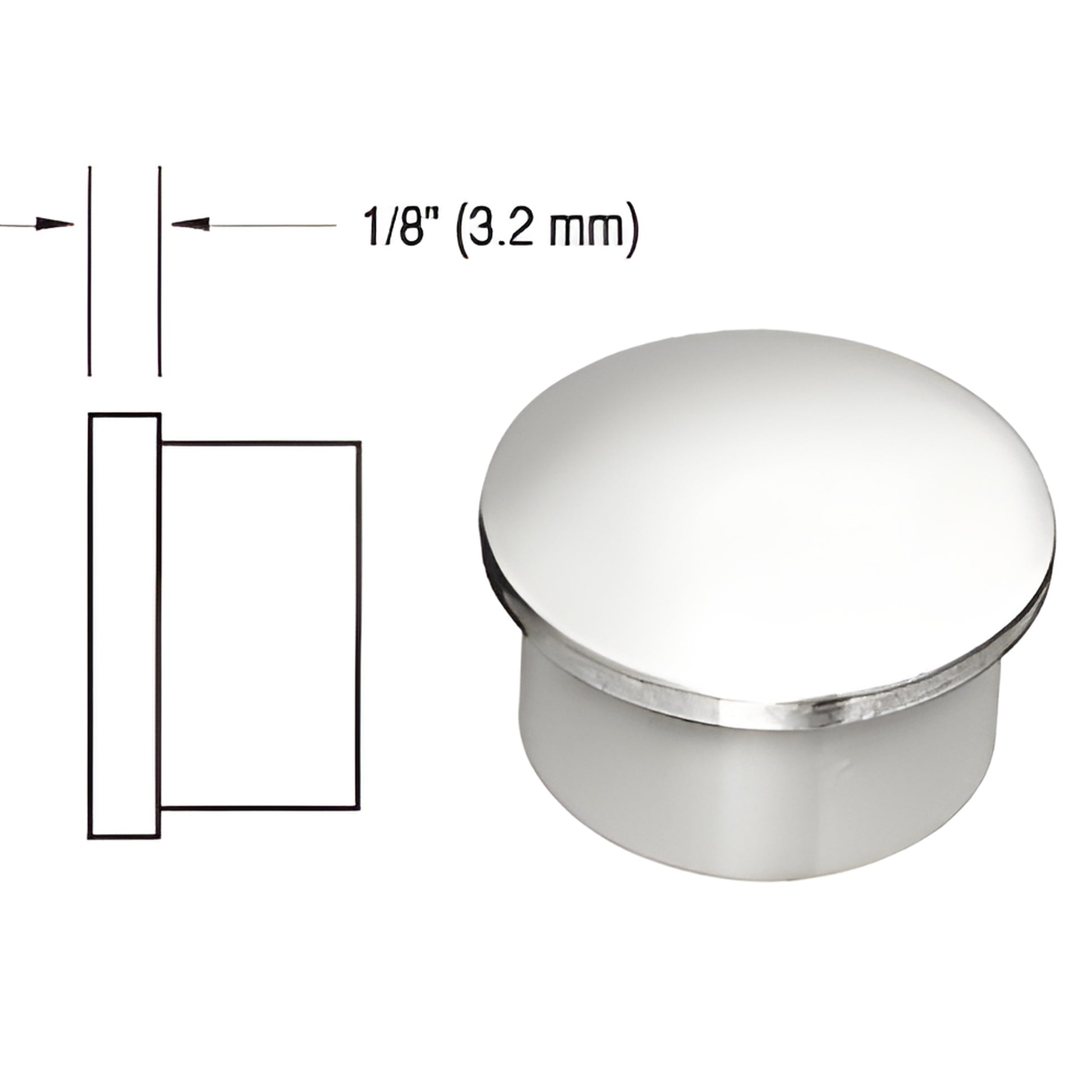 Polished stainless steel end cap for 1-1/2" (38 mm) pipe rail tubing, SKU HRH15ECPS