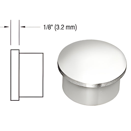 Polished stainless steel end cap for 1-1/2" (38 mm) pipe rail tubing, SKU HRH15ECPS