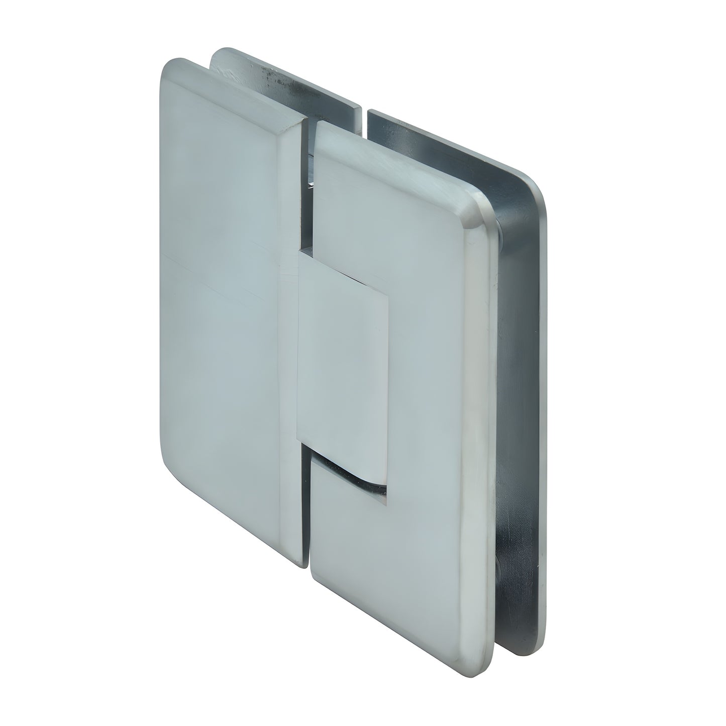 Brushed chrome Cologne 180 glass-to-glass shower hinge, beveled solid brass design (SKU C0L180BCH)