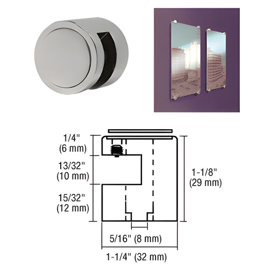 EG38BS brushed 316 stainless edge grip for 3/8" (10mm) panels - 1-1/4" diameter no-drill mounting fastener