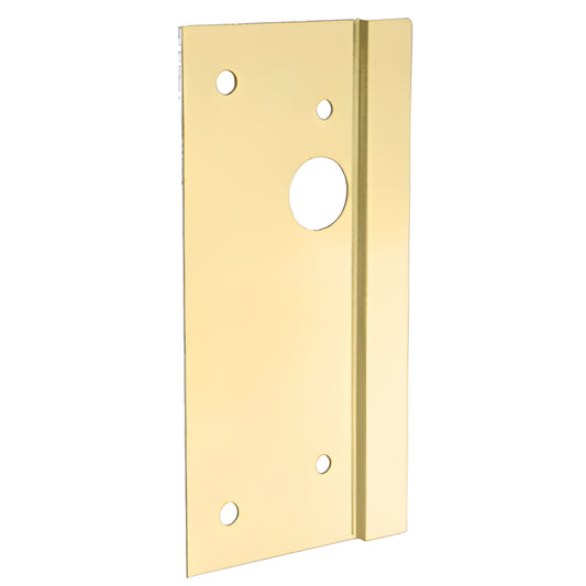 Satin brass center lock latch guard LG410LSB, left-hand 10 4 in plate for DL410 series