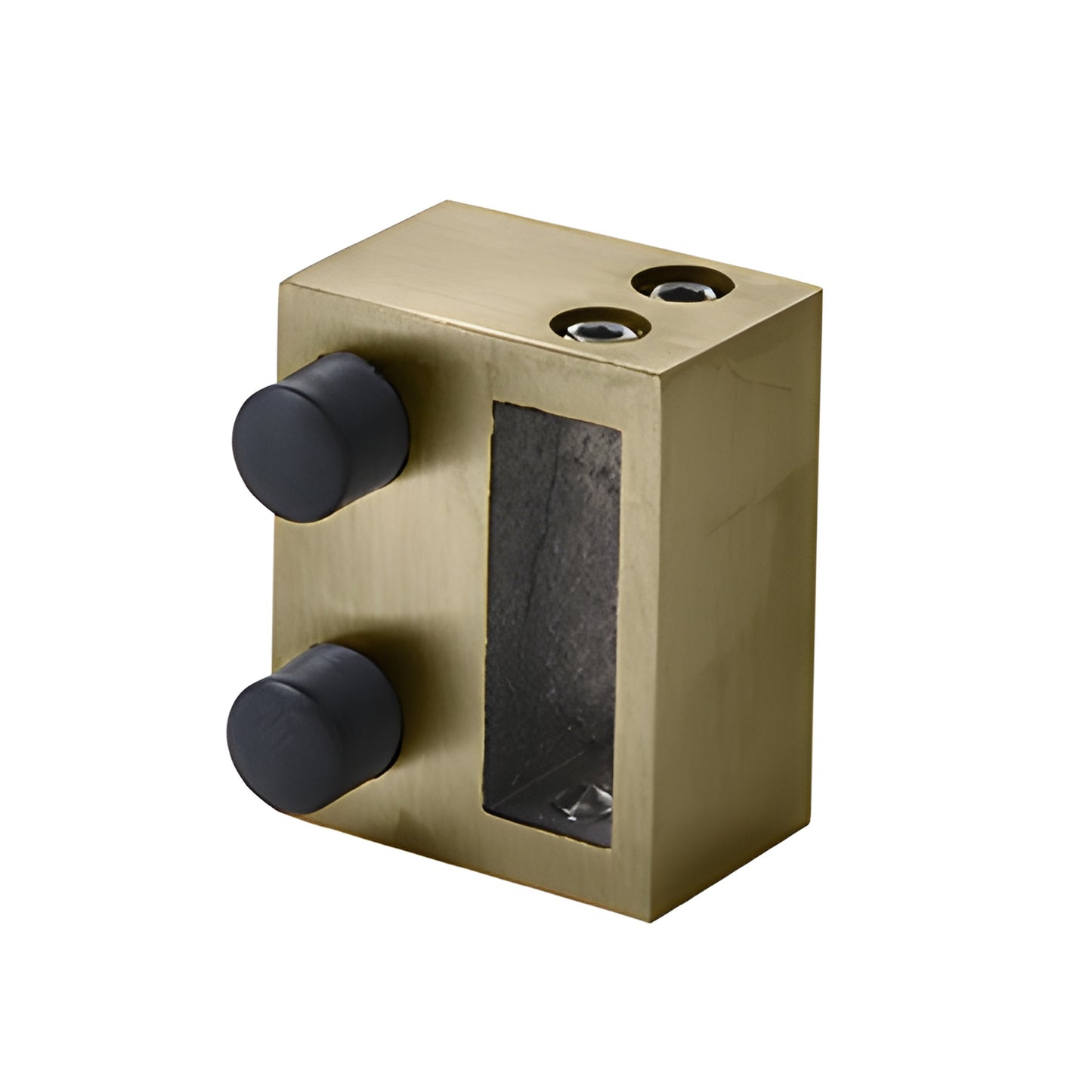 Frameless squared sliding shower system in brushed bronze-top roller rail, one sliding door and fixed panel for 8-10mm glass