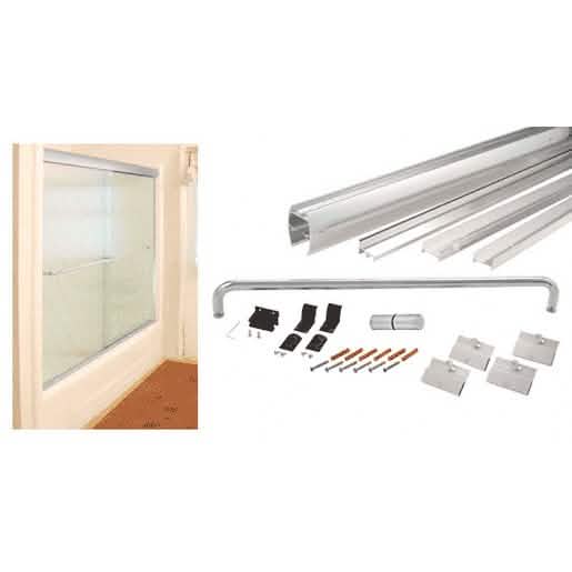 "CRL Brite Anodized 60x60 Cottage DK Sliding Shower Door Kit with Metal Jambs for 1/4" Gla