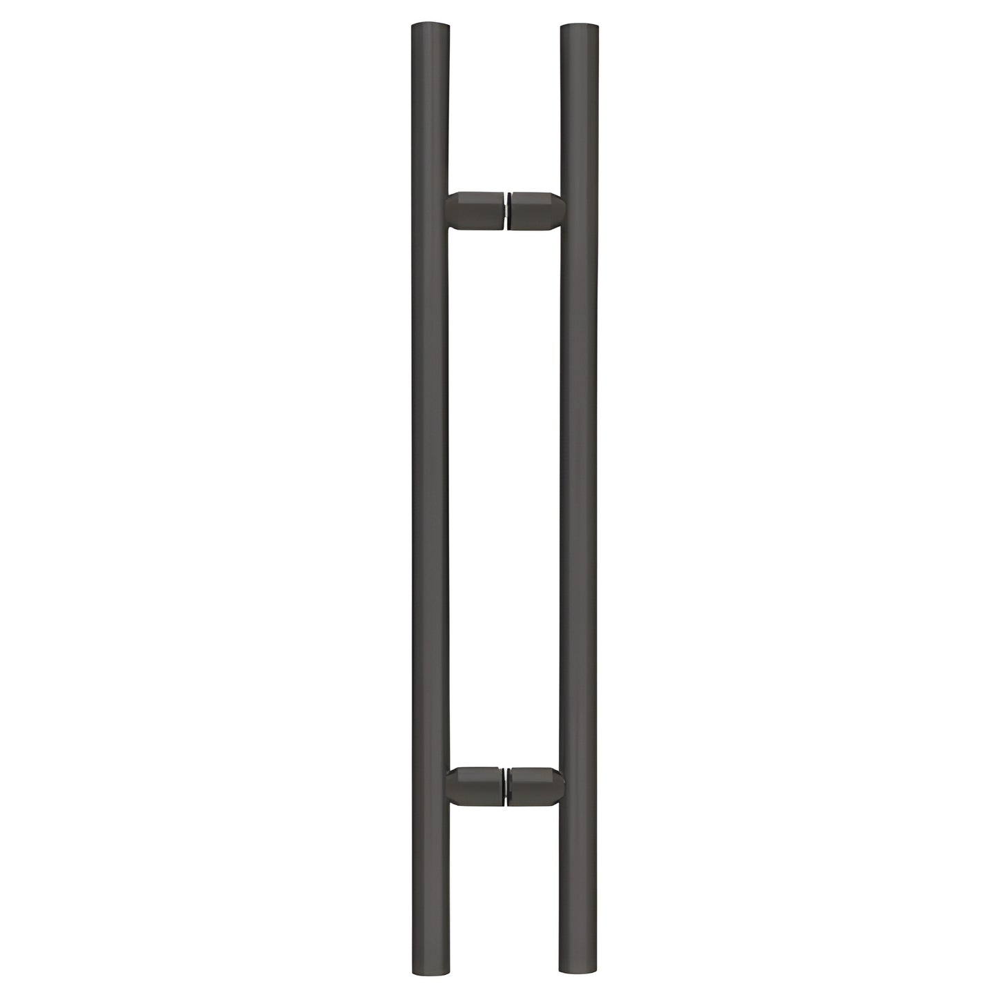 Matte black 24 in ladder-style shower door pull, 1-1/4 in brass tubular back-to-back handle for 8-12mm glass (SKU LP24MBL)