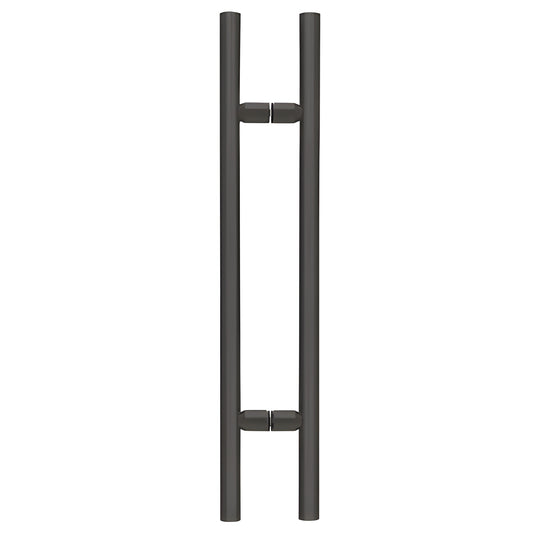 Matte black 24 in ladder-style shower door pull, 1-1/4 in brass tubular back-to-back handle for 8-12mm glass (SKU LP24MBL)