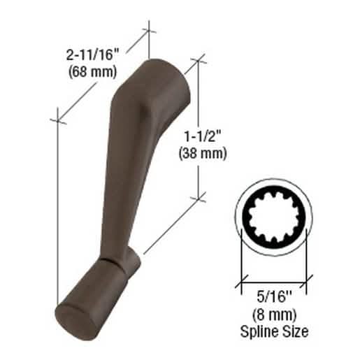 CRL Bronze Casement Handle, 5/16" Spline, 2-11/16" Length - Durable Window Hardware