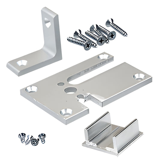 D1993AER satin anodized aluminum partition post base plate kit with cap and fasteners, 2 x 3 in.