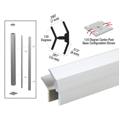CRL 135° Satin Anodized Aluminum Partition Post for Special Install