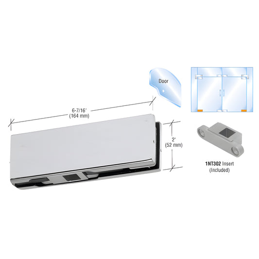 PH11DBS brushed stainless steel bottom door patch fitting for 3/8-1/2" glass, 6-7/16" x 2", includes 1NT302 insert.
