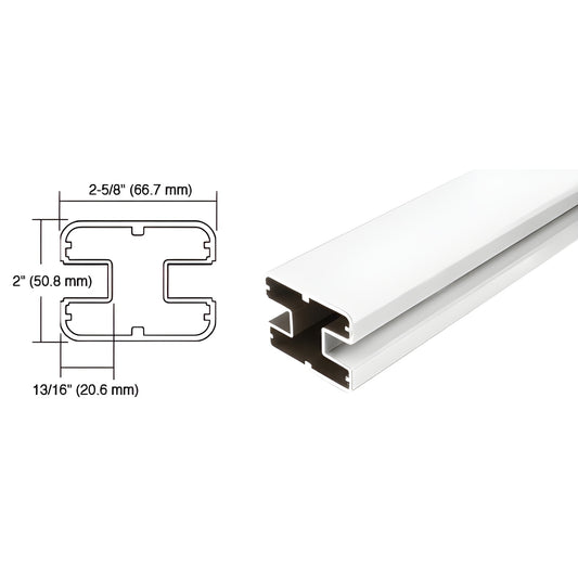 SP48W sky-white aluminum windscreen post, 48 in long 2 in high, square profile, shown with cross-section diagram.