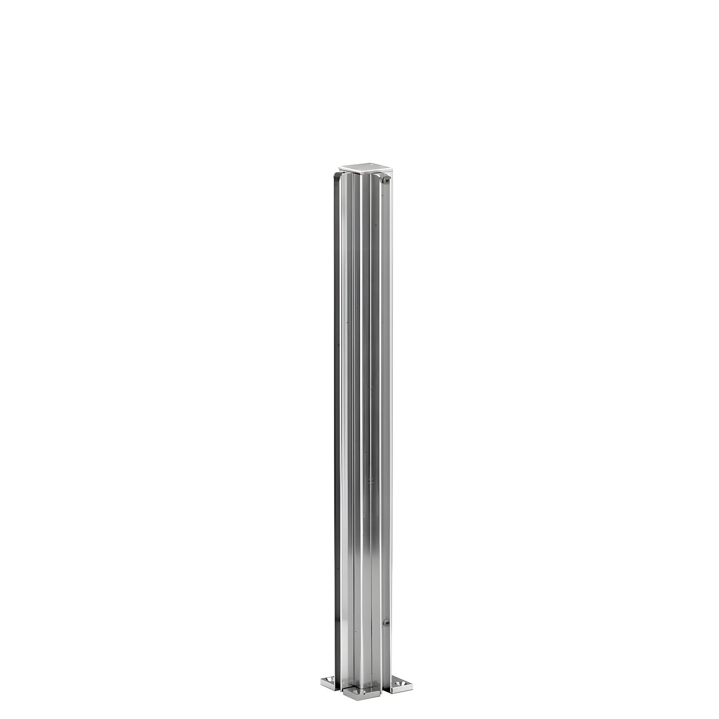 18 in. bright-anodized aluminum 90 corner partition post, square 1-1/8" tube with glazing channels.
