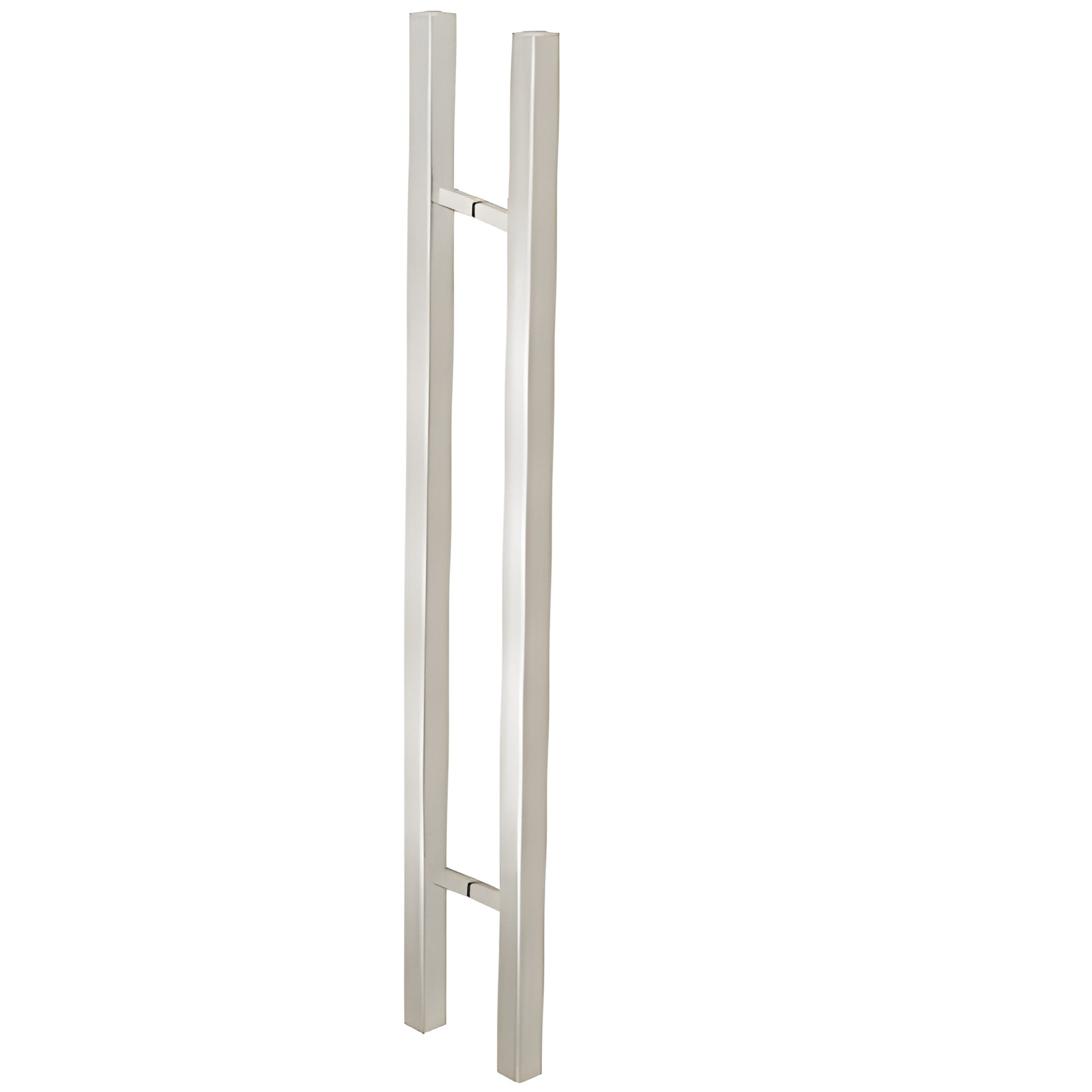 48in square ladder pull handle, brushed stainless, back-to-back mounts for 3/8-3/4in glass SKU 48SQSLPBS