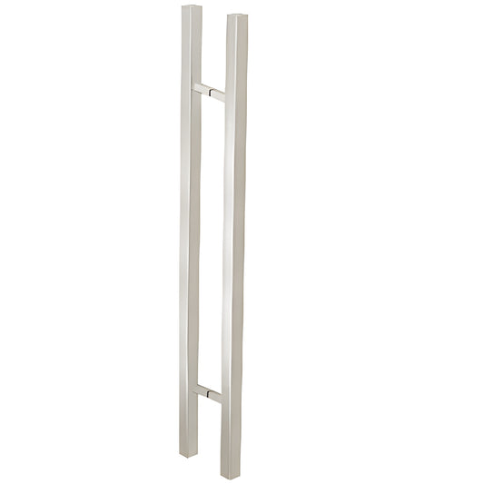 48in square ladder pull handle, brushed stainless, back-to-back mounts for 3/8-3/4in glass SKU 48SQSLPBS