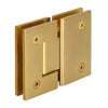 GEN180SB Geneva satin brass glass-to-glass shower hinge, solid brass square profile for 8-12mm tempered glass.