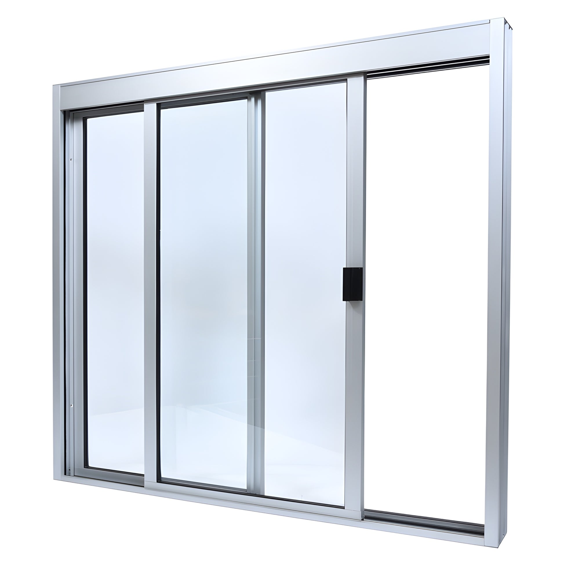 DW48480XGA satin-anodized aluminum 48x48 OX sliding service window with 1/4" clear tempered glass.