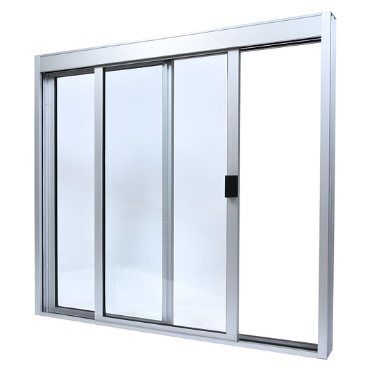 DW48480XGA satin-anodized aluminum 48x48 OX sliding service window with 1/4" clear tempered glass.