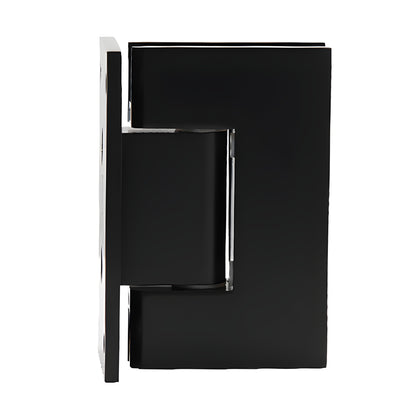 GEN037 matte black brass Geneva shower door hinge, wall mount full back plate, fits 8-12mm tempered glass, self centering